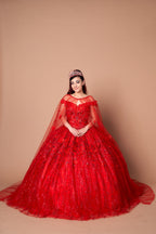 Vestido de baile com estampado floral 3D e ombros à mostra da Calla SCL30001