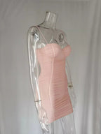 Damen Sommerbekleidung Kleid Sexy Schulterträger Schmaler Club Party Neues Rosa Kleid Casual Kleid Mini Homecoming Kleid Y950