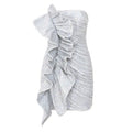 Women Sexy Strapless Mini Ruffle Party Dresses Shiny Homecoming Dress Y4036
