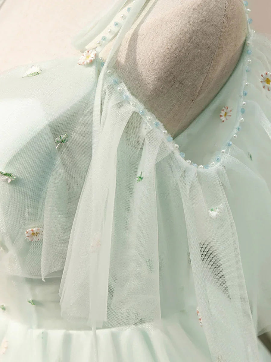 Vestidos Cortos de Tul con Escote Corazón Sencillos, Vestidos Verdes Inflados para el Baile de Regreso a Casa Y2409