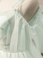 Vestidos Cortos de Tul con Escote Corazón Sencillos, Vestidos Verdes Inflados para el Baile de Regreso a Casa Y2409