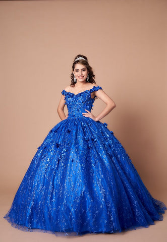 Ballkleid mit schulterfreiem Cape und 3D-Blumenmuster von Calla SCL30001
