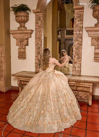 Vestido de quinceanera ombro a ombro, de Rachel Allan RQ1141