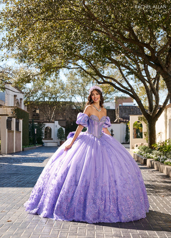 Perlenbesetztes trägerloses Quinceanera-Kleid von Rachel Allan RQ1142