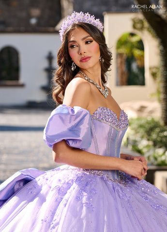 Perlenbesetztes trägerloses Quinceanera-Kleid von Rachel Allan RQ1142