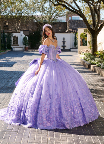 Perlenbesetztes trägerloses Quinceanera-Kleid von Rachel Allan RQ1142