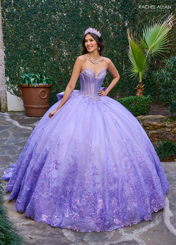 Perlenbesetztes trägerloses Quinceanera-Kleid von Rachel Allan RQ1142