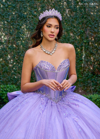 Perlenbesetztes trägerloses Quinceanera-Kleid von Rachel Allan RQ1142