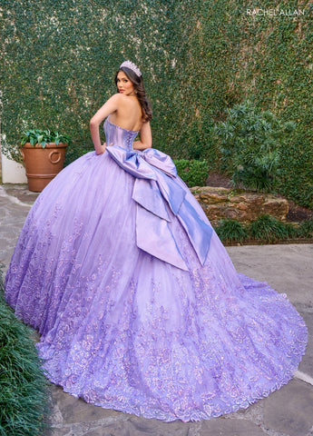Perlenbesetztes trägerloses Quinceanera-Kleid von Rachel Allan RQ1142