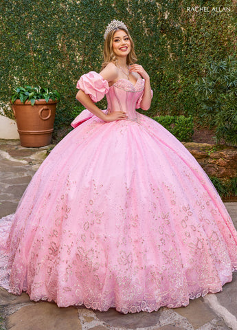 Perlenbesetztes trägerloses Quinceanera-Kleid von Rachel Allan RQ1142