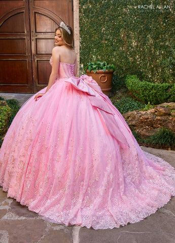 Perlenbesetztes trägerloses Quinceanera-Kleid von Rachel Allan RQ1142