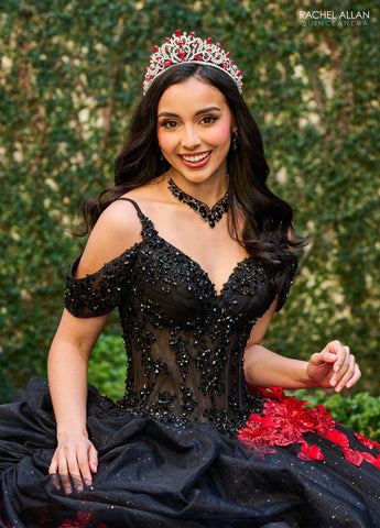 Vestido de quinceanera com decote ombro a ombro, de Rachel Allan RQ1144