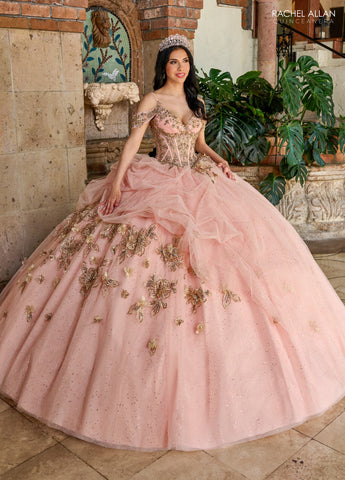 Vestido de quinceanera com decote ombro a ombro, de Rachel Allan RQ1144