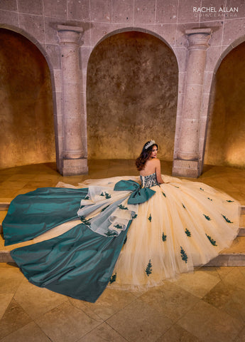 Vestido de quinceanera sem alças com laço, de Rachel Allan RQ1152