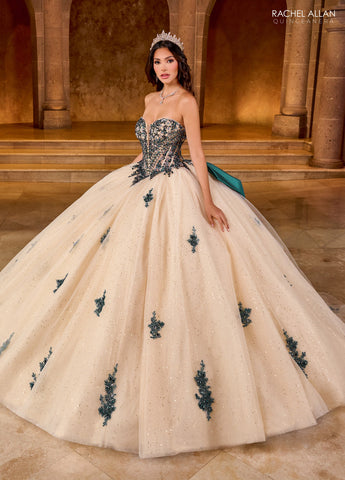 Vestido de quinceanera sem alças com laço, de Rachel Allan RQ1152