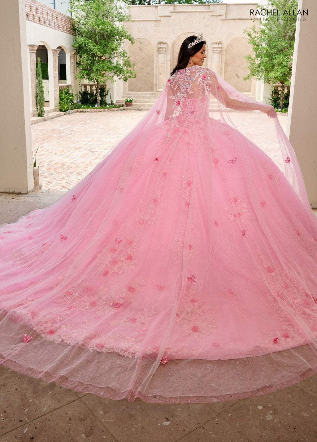 Strapless Cape Quinceanera Dress by Rachel Allan RQ1155