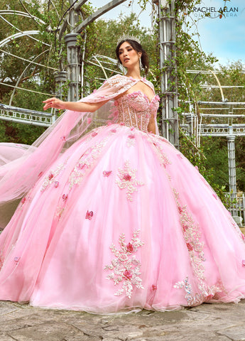 Trägerloses Cape Quinceanera-Kleid von Rachel Allan RQ1155