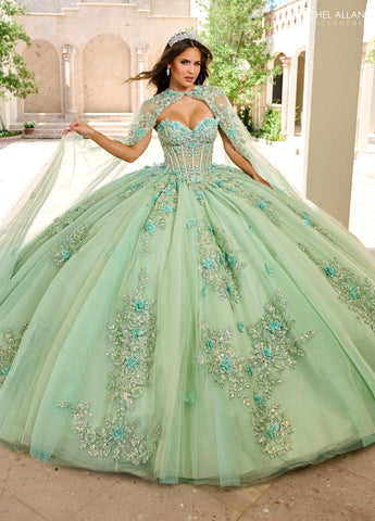 Trägerloses Cape Quinceanera-Kleid von Rachel Allan RQ1155