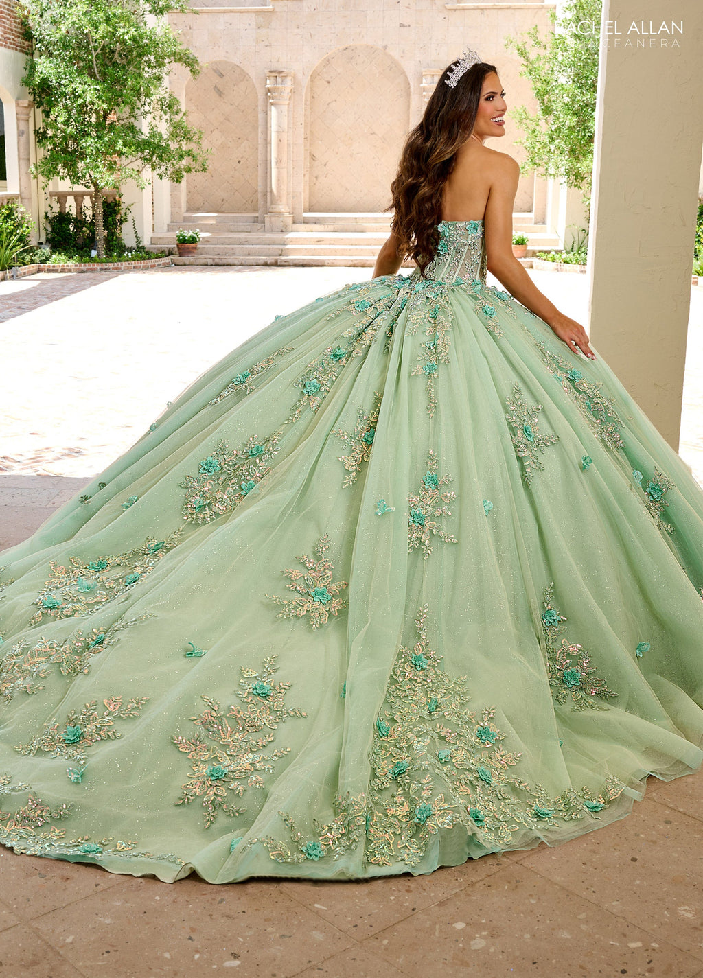 Strapless Cape Quinceanera Dress by Rachel Allan RQ1155