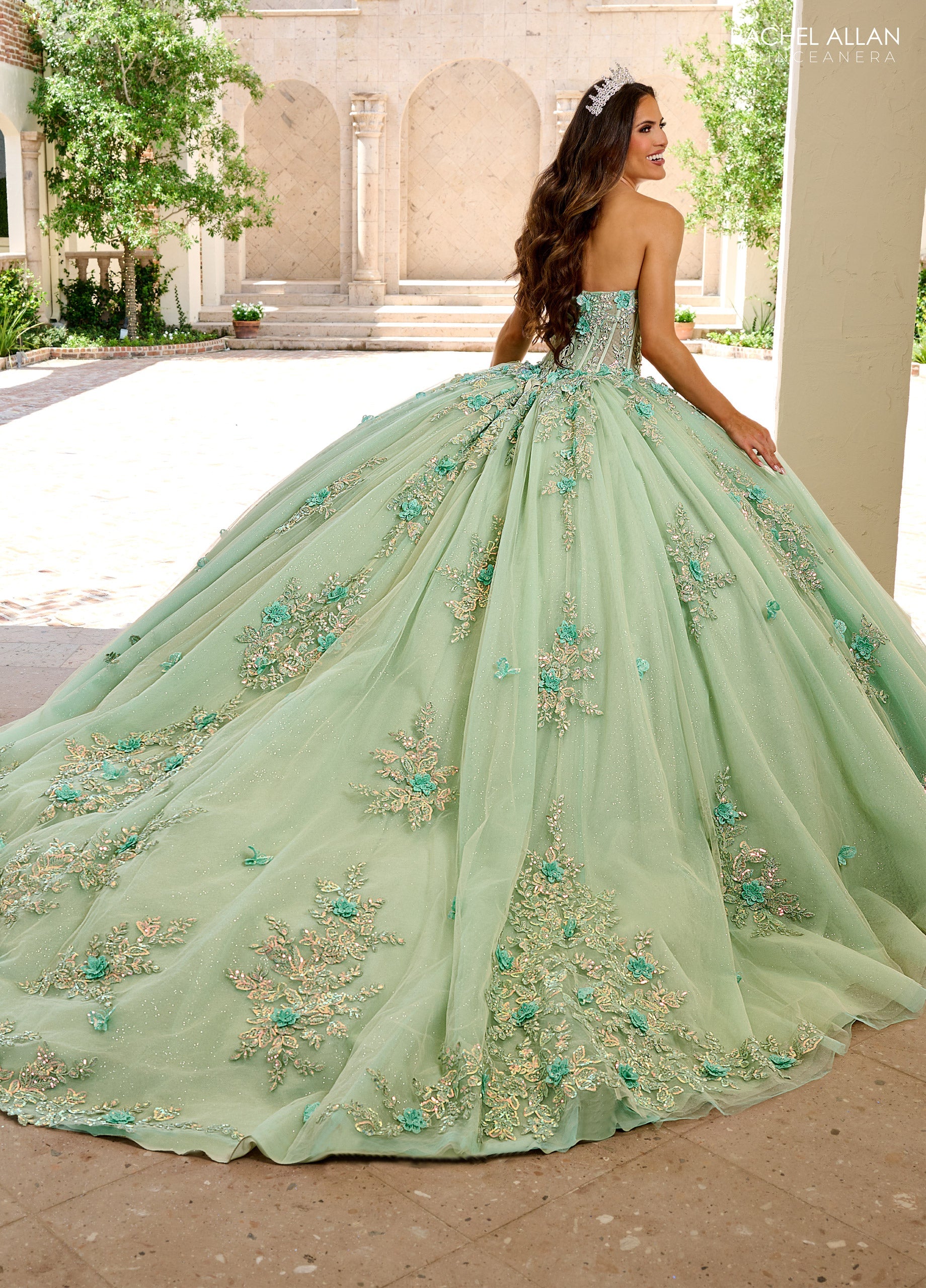 Strapless Cape Quinceanera Dress by Rachel Allan RQ1155