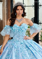 Vestido de quinceanera com estampado floral 3D e coração de Rachel Allan RQ1157