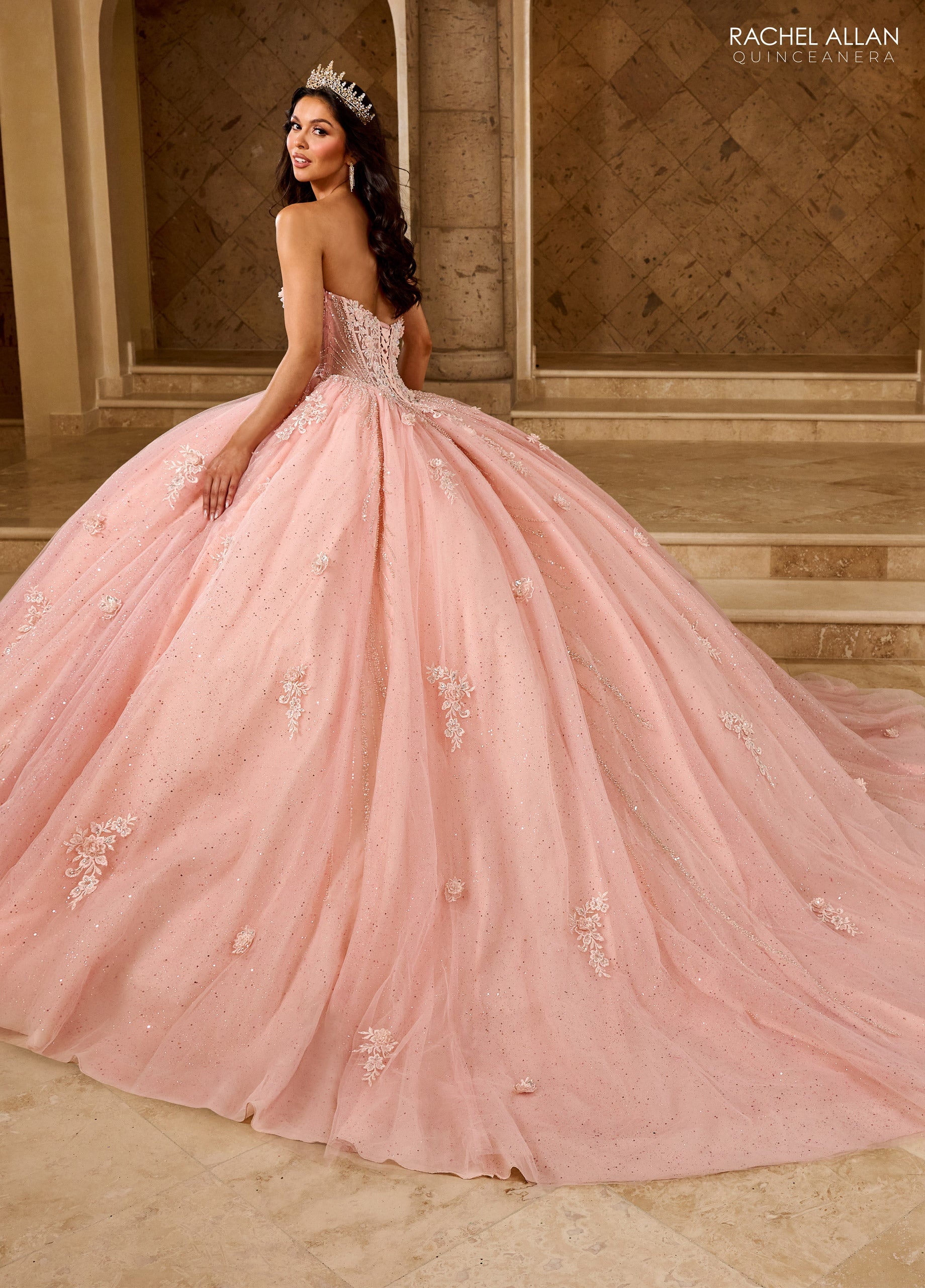 Strapless Cape Quinceanera Dress by Rachel Allan RQ1162