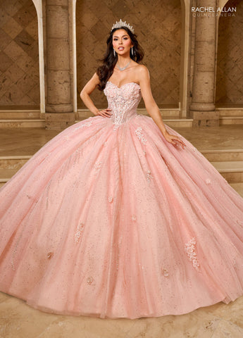 Vestido de quinceanera sem alças com capa de Rachel Allan RQ1162