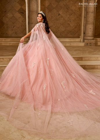 Vestido de quinceanera sem alças com capa de Rachel Allan RQ1162