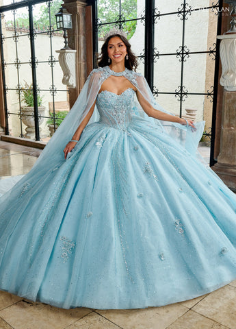 Vestido de quinceanera sem alças com capa de Rachel Allan RQ1162