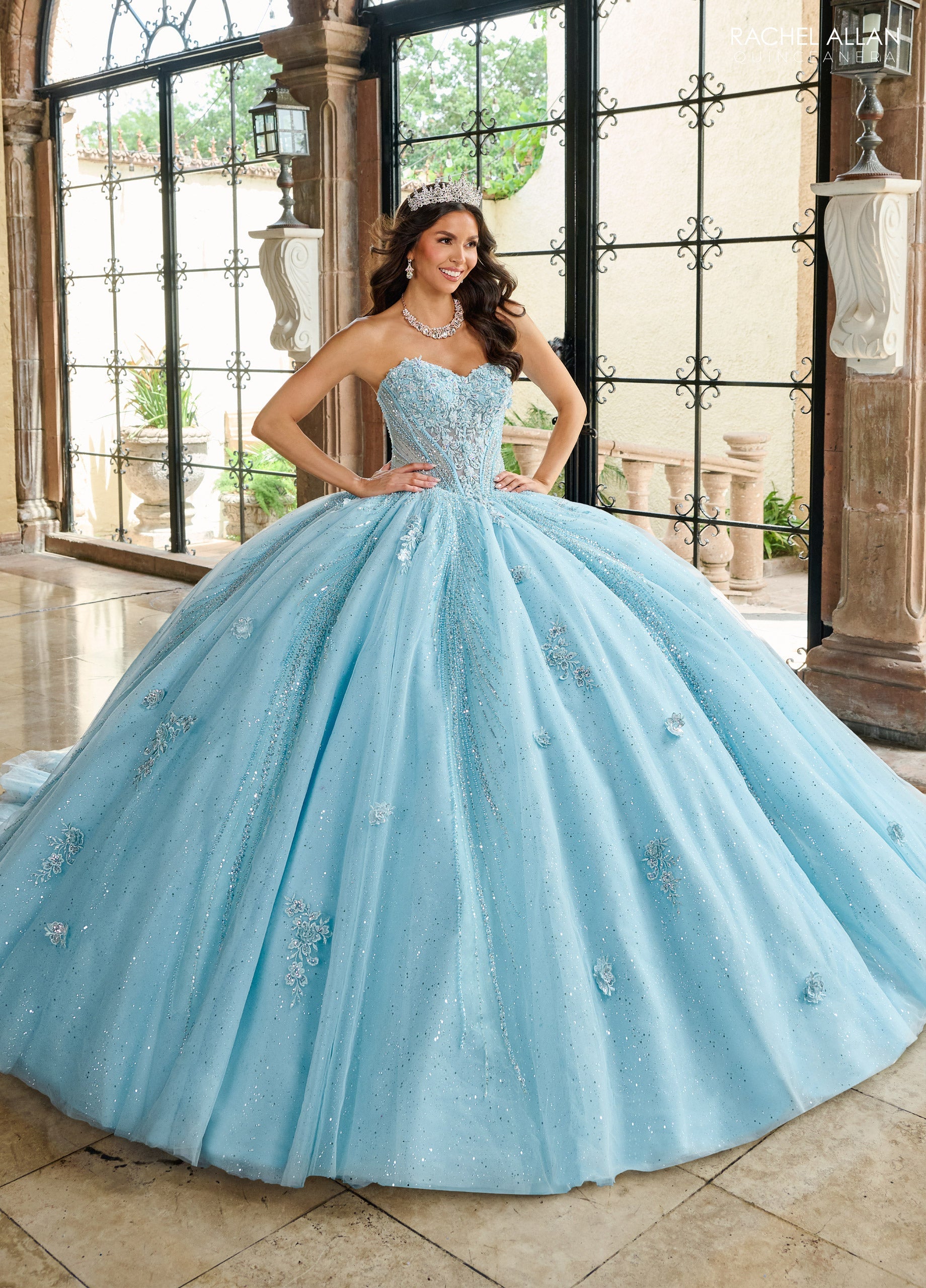 Strapless Cape Quinceanera Dress by Rachel Allan RQ1162