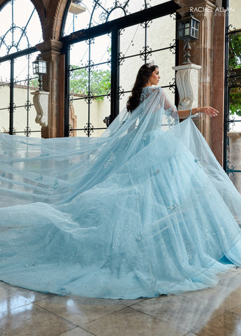 Vestido de quinceanera sem alças com capa de Rachel Allan RQ1162