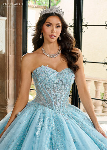 Vestido de quinceanera sem alças com capa de Rachel Allan RQ1162