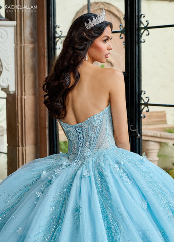 Vestido de quinceanera sem alças com capa de Rachel Allan RQ1162