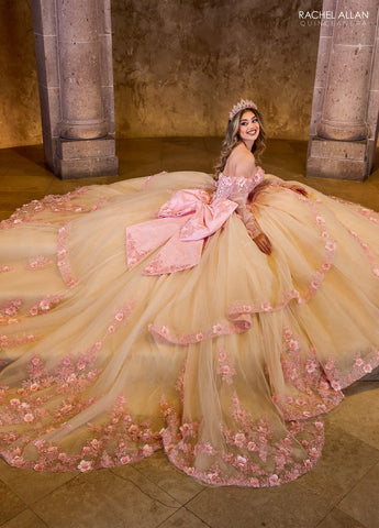 Vestido de quinceanera sem alças com espartilho, de Rachel Allan RQ2196