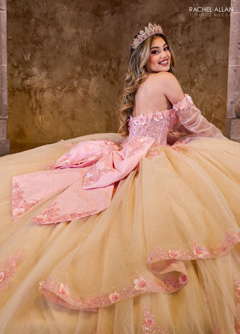 Vestido de quinceanera sem alças com espartilho, de Rachel Allan RQ2196