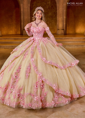 Vestido de quinceanera sem alças com espartilho, de Rachel Allan RQ2196