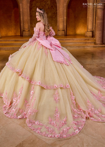 Vestido de quinceanera sem alças com espartilho, de Rachel Allan RQ2196