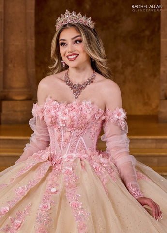 Vestido de quinceanera sem alças com espartilho, de Rachel Allan RQ2196