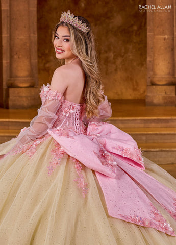 Vestido de quinceanera sem alças com espartilho, de Rachel Allan RQ2196