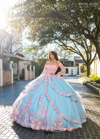 Vestido de quinceanera sem alças com espartilho, de Rachel Allan RQ2196