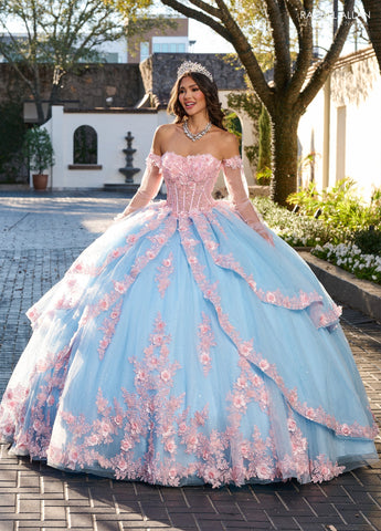 Vestido de quinceanera sem alças com espartilho, de Rachel Allan RQ2196