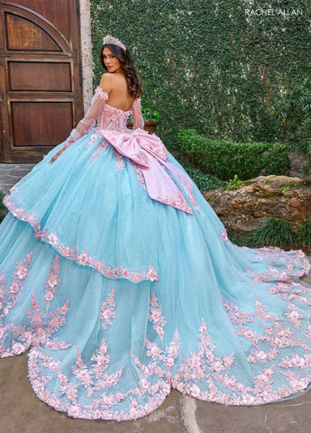 Vestido de quinceanera sem alças com espartilho, de Rachel Allan RQ2196