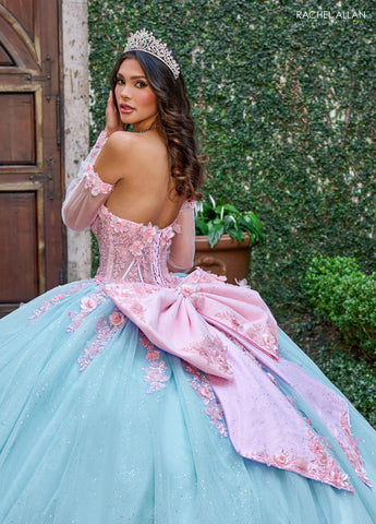 Vestido de quinceanera sem alças com espartilho, de Rachel Allan RQ2196