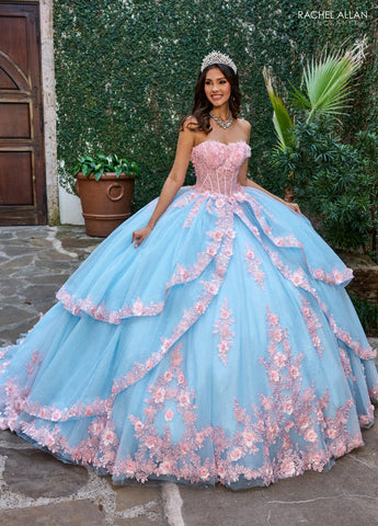 Vestido de quinceanera sem alças com espartilho, de Rachel Allan RQ2196