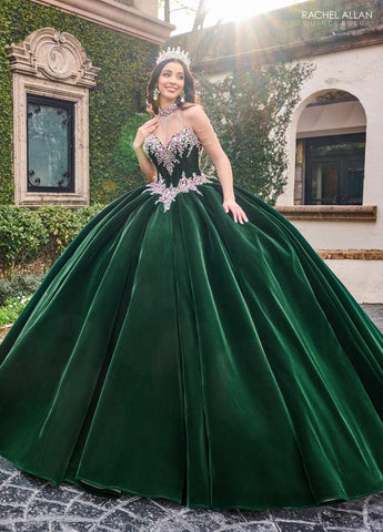 Trägerloses Quinceanera-Kleid aus Samt von Rachel Allan RQ2198