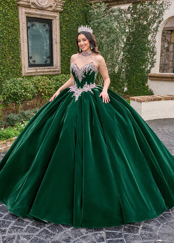 Trägerloses Quinceanera-Kleid aus Samt von Rachel Allan RQ2198