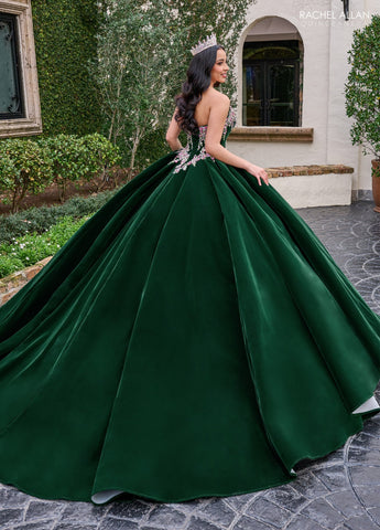 Trägerloses Quinceanera-Kleid aus Samt von Rachel Allan RQ2198