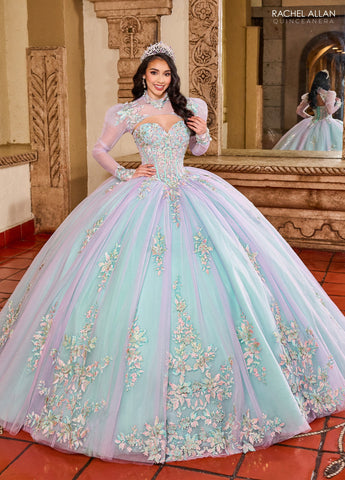 Quinceanera-Kleid mit Puffärmeln von Rachel Allan RQ2200