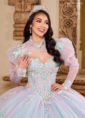 Quinceanera-Kleid mit Puffärmeln von Rachel Allan RQ2200