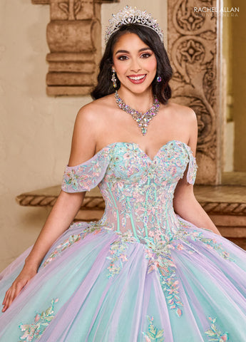 Quinceanera-Kleid mit Puffärmeln von Rachel Allan RQ2200